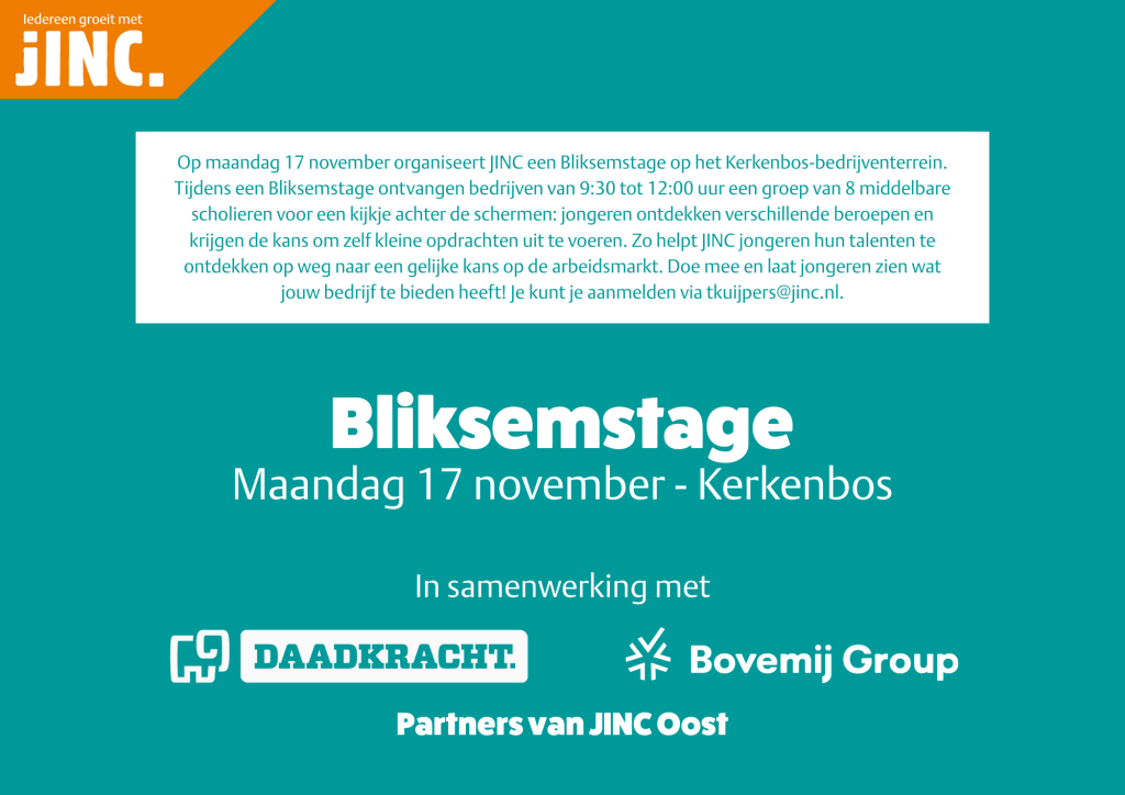 Een blik op de toekomst – JINC Bliksemstage op BNZ Nijmegen op 17-11-2025